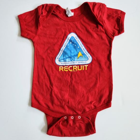 NASA Starfleet Academy Recruit Red Baby Bodysuit by Rabbit Skins Size 24 Months - Picture 1 of 6